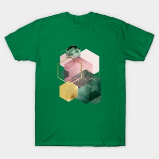 Emerald Green and Pink Geo No 3 T-Shirt